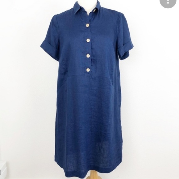 J. Jill Dresses Jjill Riviera Linen Blue Dress Poshmark